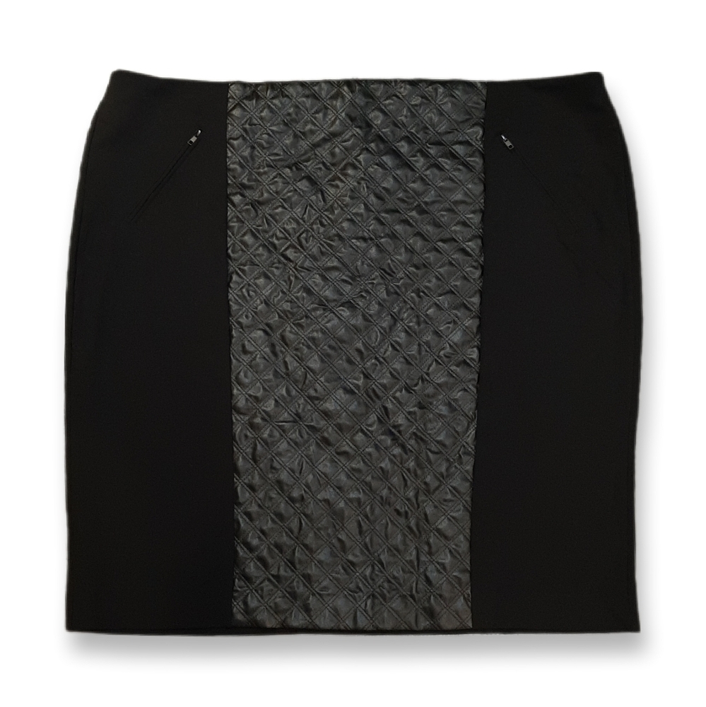 3/$20 PENNINGTONS Faux Leather Quilted Pencil Skirt Ponte Panel Chic Edgy